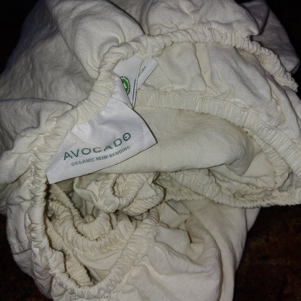 1pc Avocado Split KING Hemp Fitted Off-white Bed Sheet 16"pkts